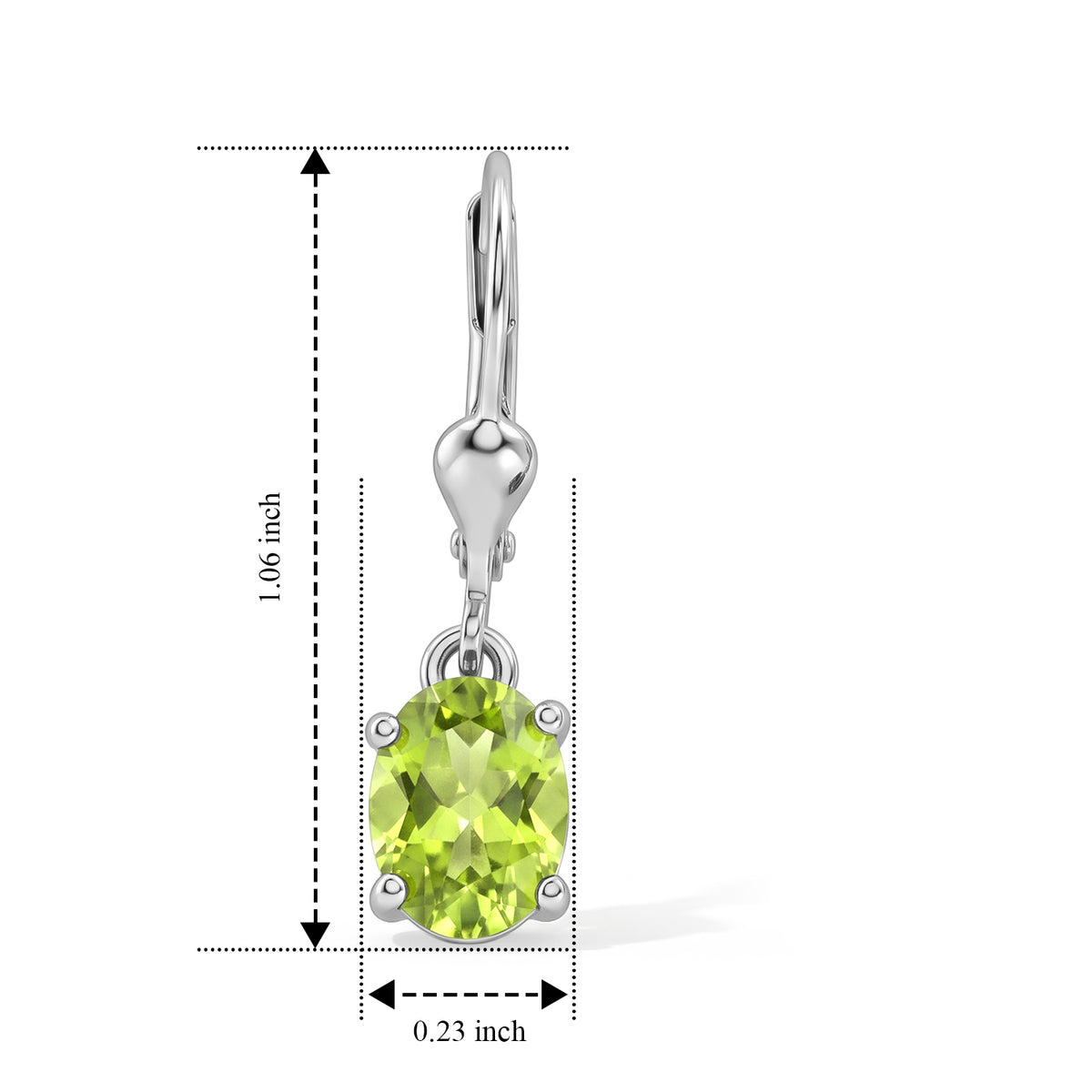 D'Joy - Peridot Solitaire Lever Back Earring in Rhodium Overlay Sterling Silver 2.75 Ct. 8579877 5