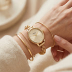 GENOA TIME V2 Byzantine Chain Watch PC21S Japan Movement 3ATM WR Golden Sunshine Dial & PNP Gold Plating Alloy Case Womens Watch with Byzantine Stainless Steel Chain_8579943_2