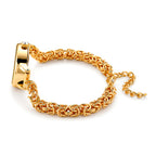 GENOA TIME V2 Byzantine Chain Watch PC21S Japan Movement 3ATM WR Golden Sunshine Dial & PNP Gold Plating Alloy Case Womens Watch with Byzantine Stainless Steel Chain_8579943_3
