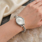 GENOA TIME V2 Byzantine Chain Watch PC21S Japan Movement 3ATM WR White Sunshine Dial & PNP Steel Plating Alloy Case Womens Watch with Byzantine Stainless Steel Chain_8580175_1