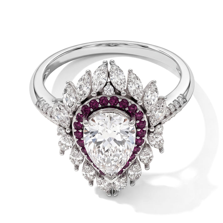 D'Joy - Moissanite &amp; Pink Sapphire Halo Ring in Rhodium Overlay Sterling Silver 3.80 Ct. 8580305 1