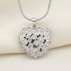 White Cubic Zirconia Heart Necklace (Size - 20-1.5 Ext)