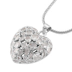 White Cubic Zirconia Heart Necklace (Size - 20-1.5 Ext)