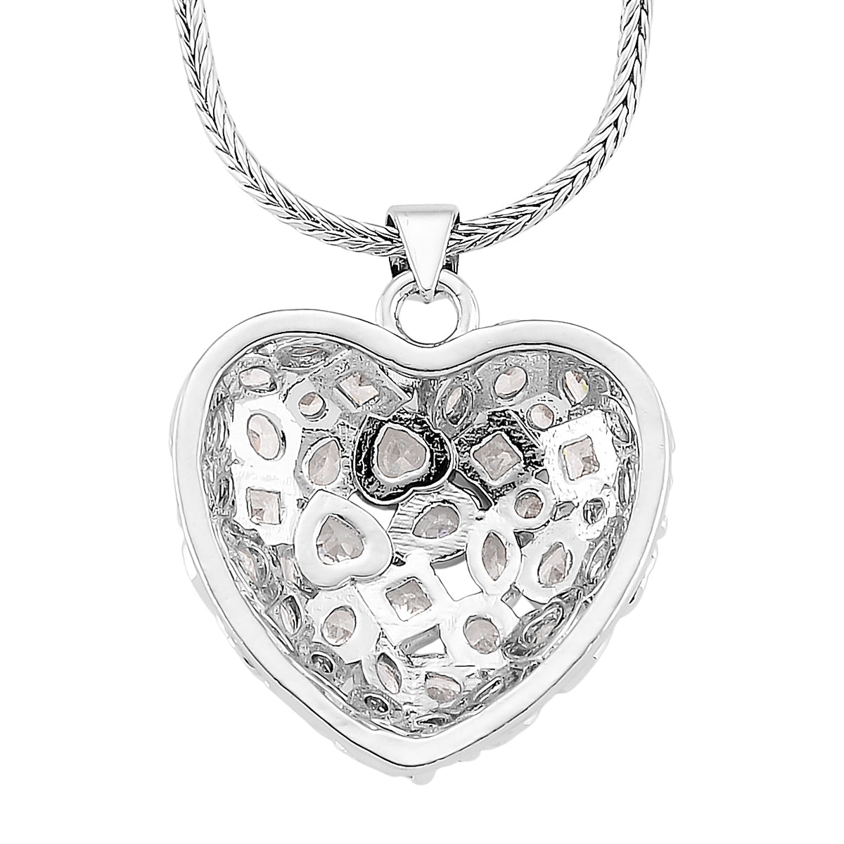 White Cubic Zirconia Heart Necklace (Size - 20-1.5 Ext) V32355256 5