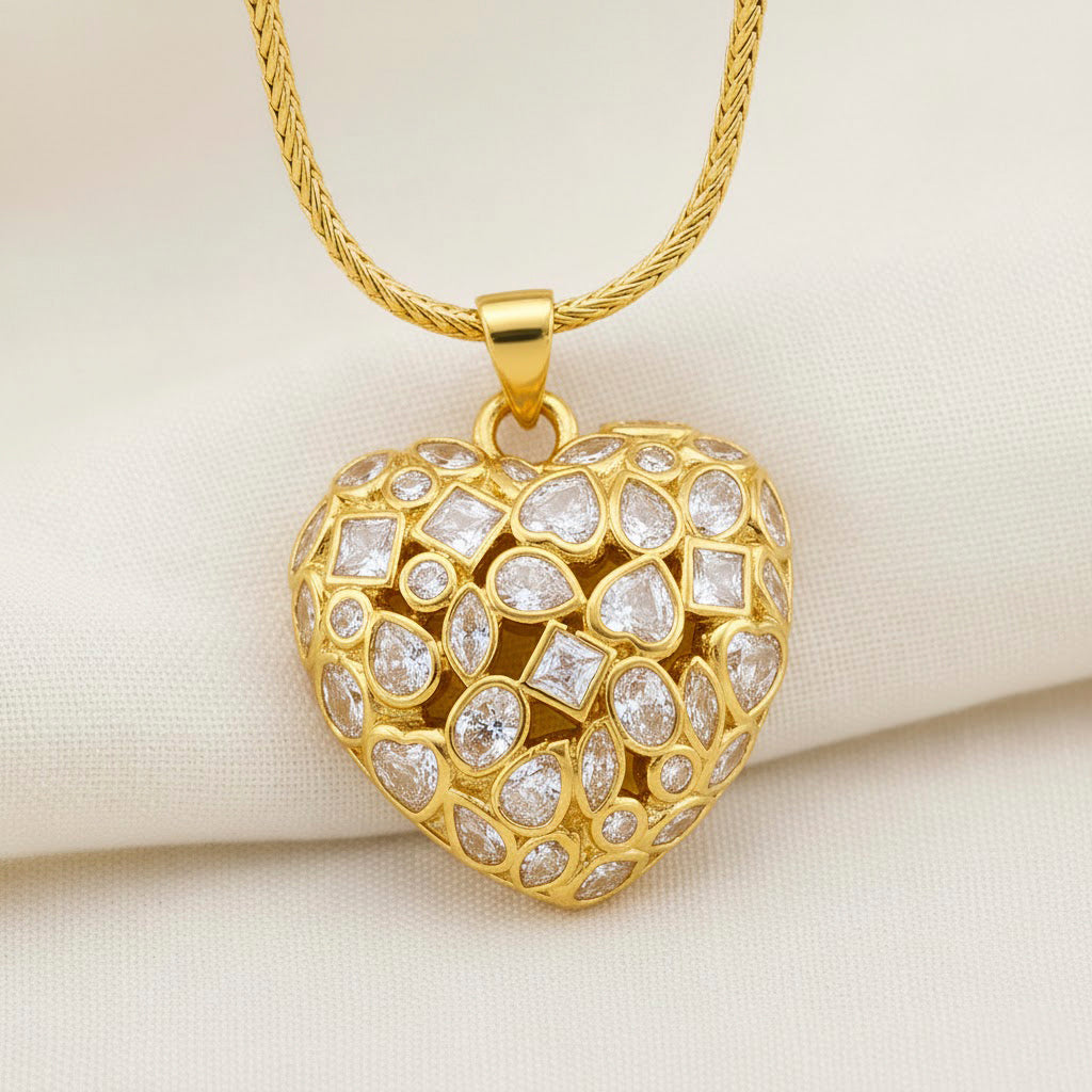 White Cubic Zirconia Heart Necklace (Size - 20-1.5 Ext) 8580333 3