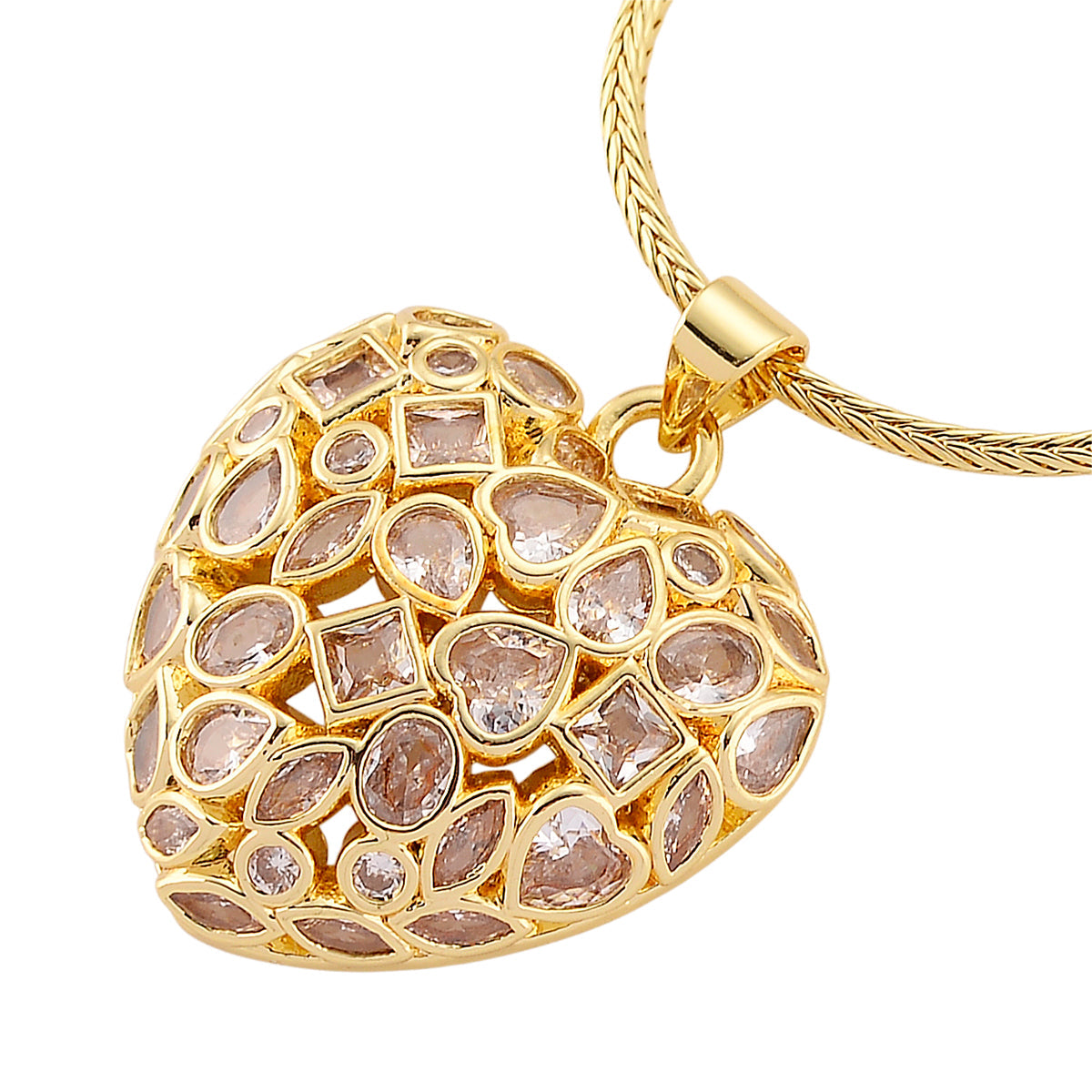 White Cubic Zirconia Heart Necklace (Size - 20-1.5 Ext) V32364214 4