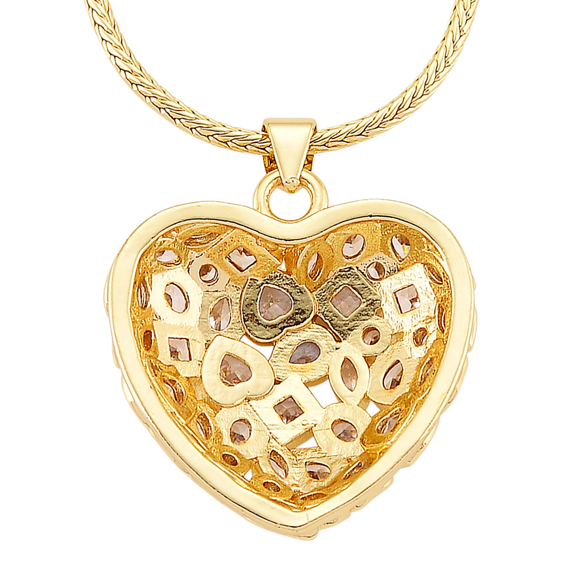 White Cubic Zirconia Heart Necklace (Size - 20-1.5 Ext) V32355668 5