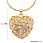 White Cubic Zirconia Heart Necklace (Size - 20-1.5 Ext)