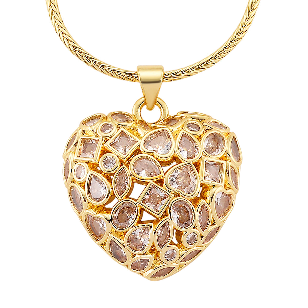 White Cubic Zirconia Heart Necklace (Size - 20-1.5 Ext) V32342841 0