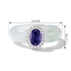 D'Joy - Tanzanite, Dyed Green Jade & Moissanite Halo Band Ring in Rhodium Overlay Sterling Silver 15.50 Ct._8580340_4