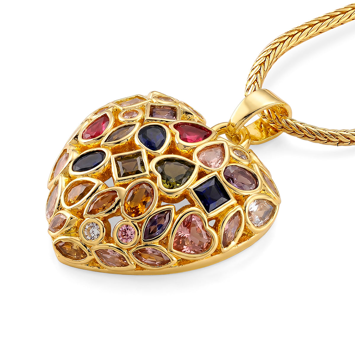 Multi-Colour Cubic Zirconia Heart Necklace (Size - 20+1.5 Ext) V32533873 4