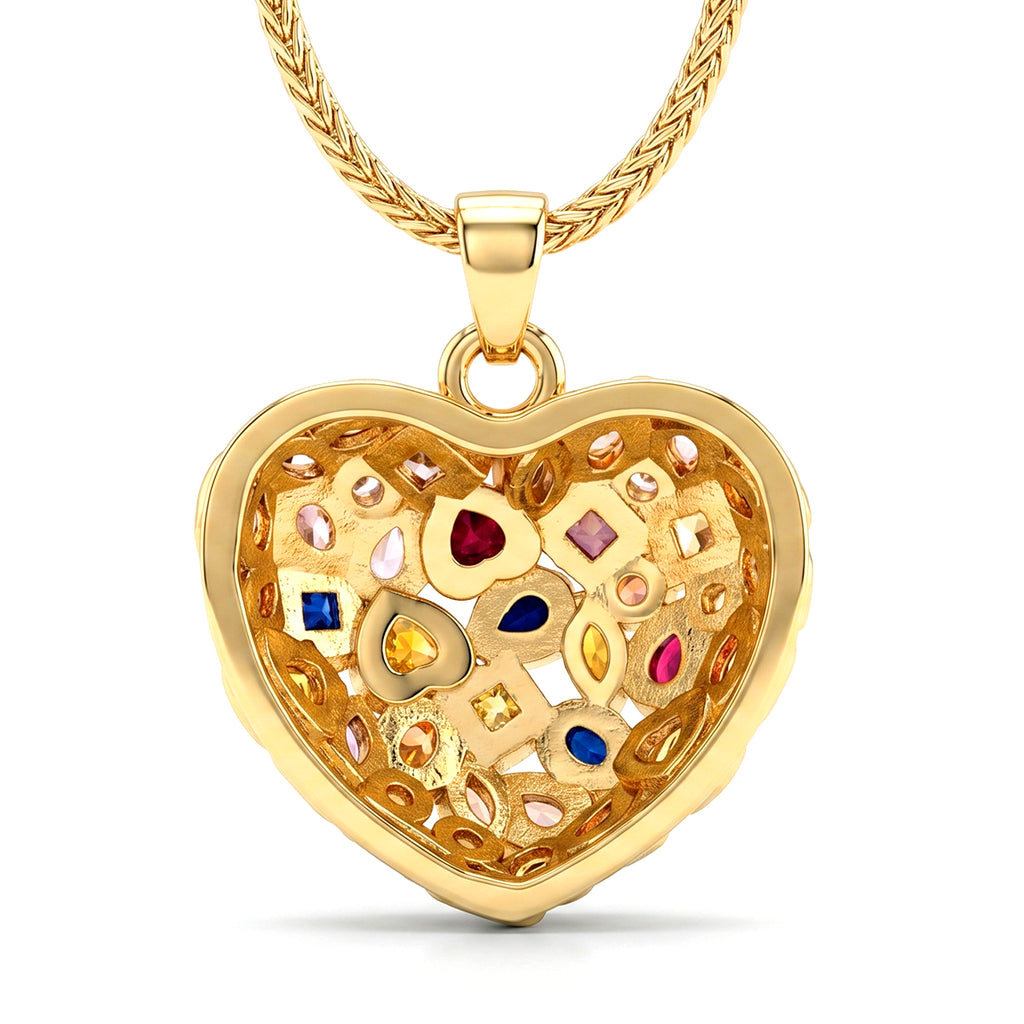 Multi-Colour Cubic Zirconia Heart Necklace (Size - 20+1.5 Ext)_8580344_4