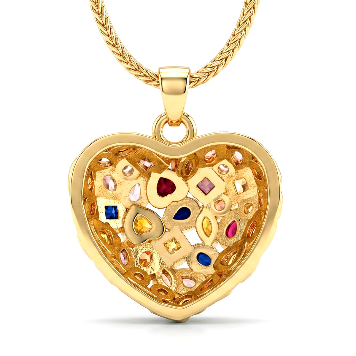 Multi-Colour Cubic Zirconia Heart Necklace (Size - 20+1.5 Ext) V32533873 5