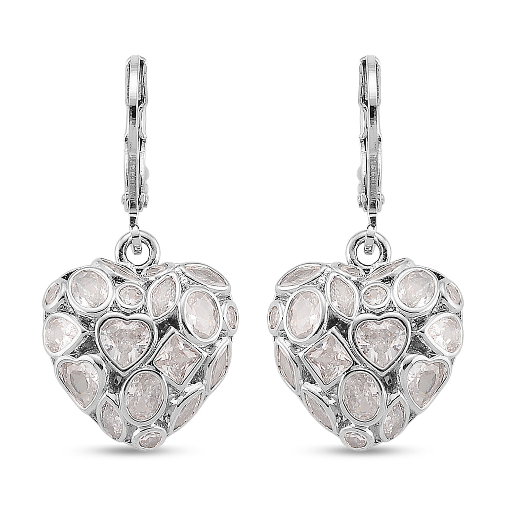 White Cubic Zirconia Heart Earring with Lever Back_8580345