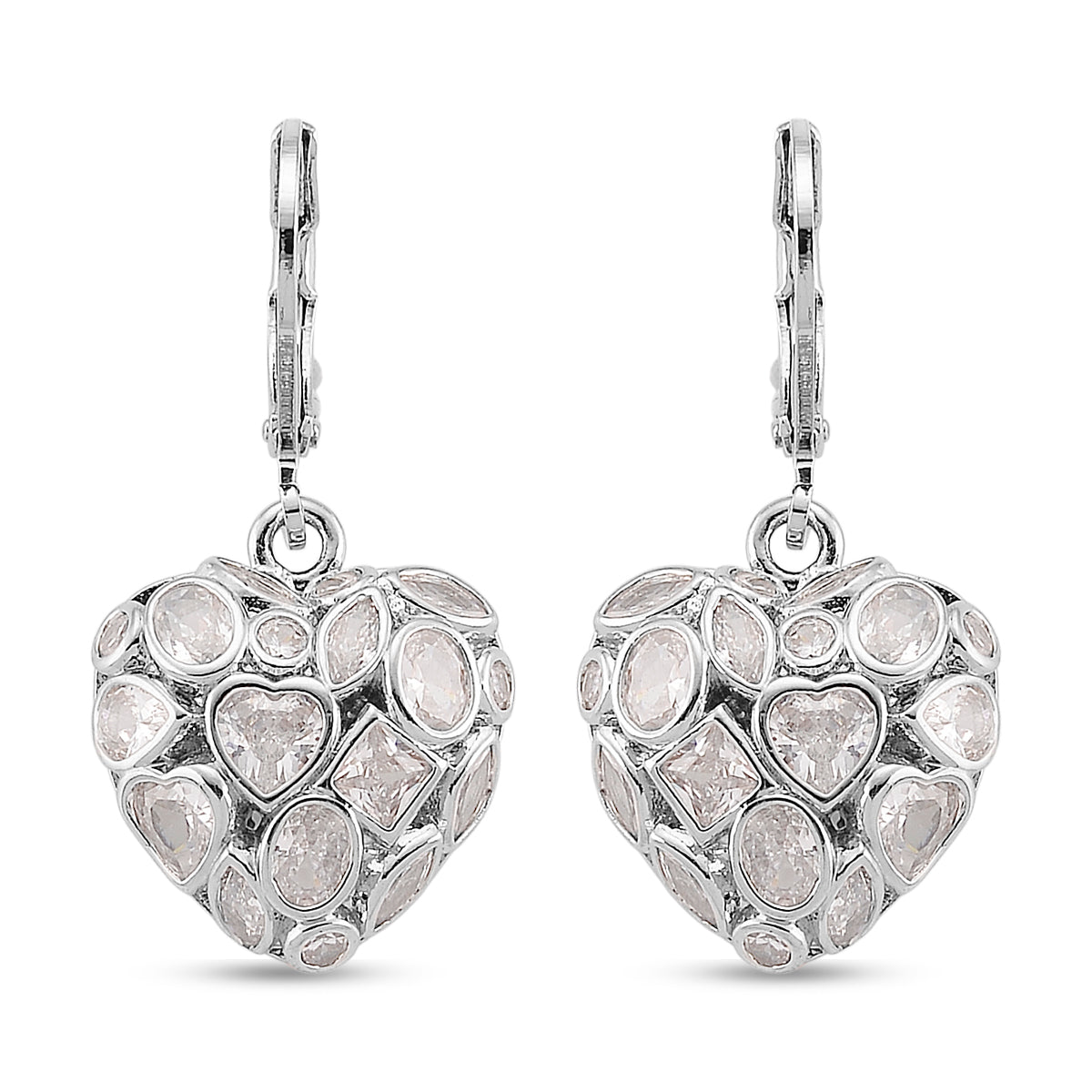 White Cubic Zirconia Heart Earring with Lever Back 8580345 0