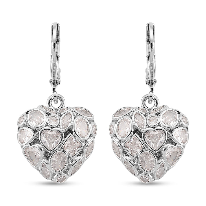 White Cubic Zirconia Heart Earring with Lever Back 8580345 1