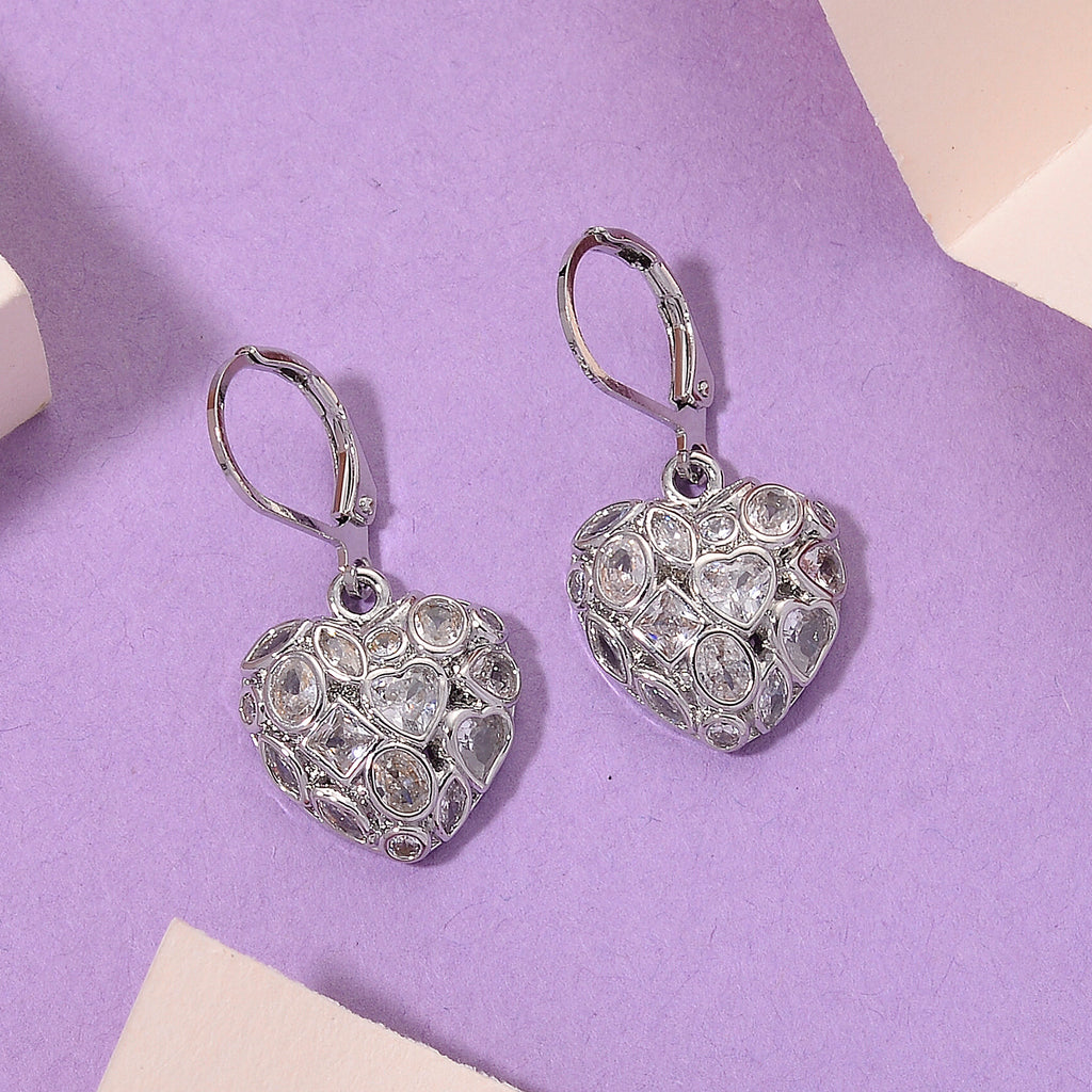 White Cubic Zirconia Heart Earring with Lever Back_8580345_2