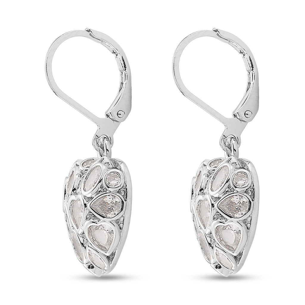 White Cubic Zirconia Heart Earring with Lever Back_8580345_3