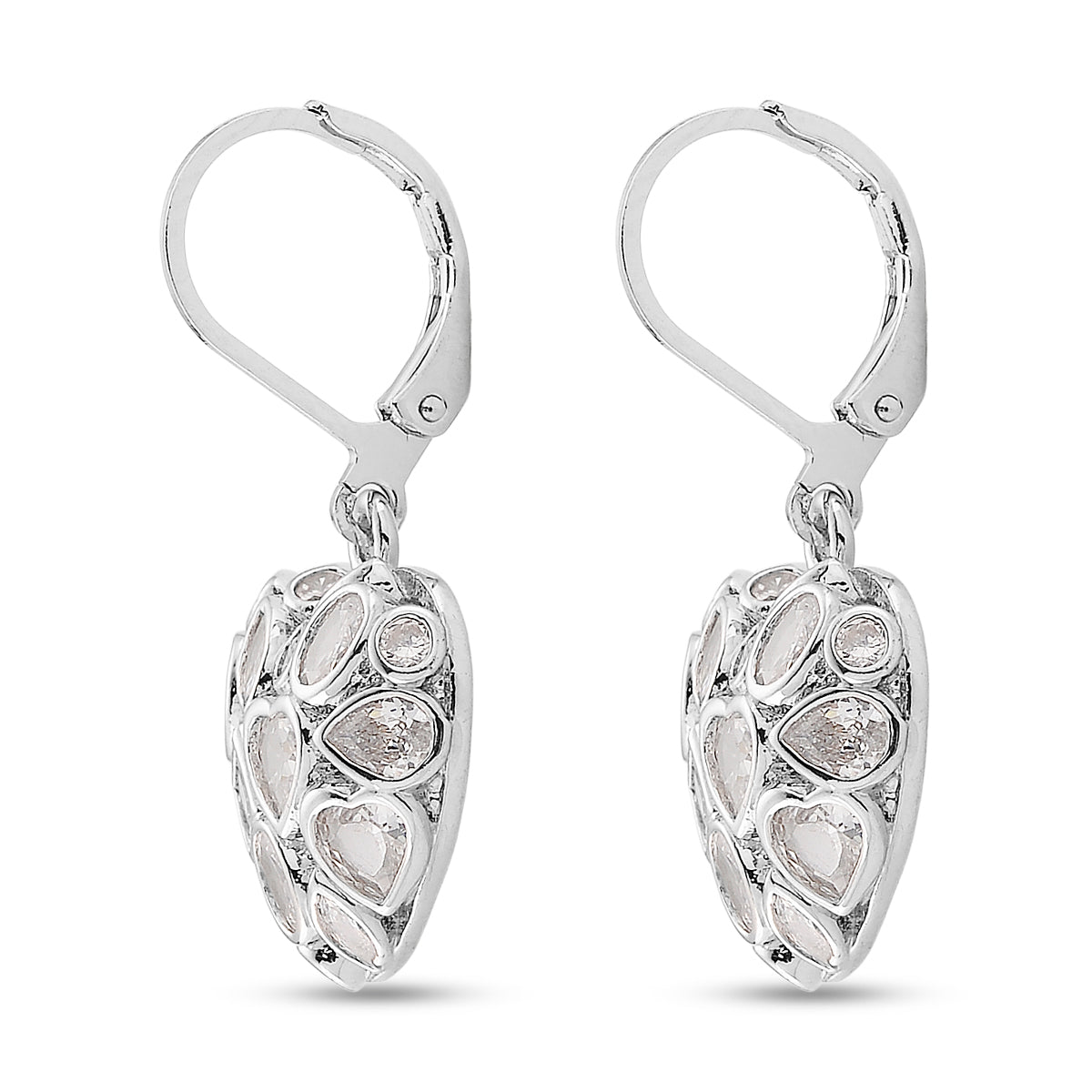 White Cubic Zirconia Heart Earring with Lever Back 8580345 4
