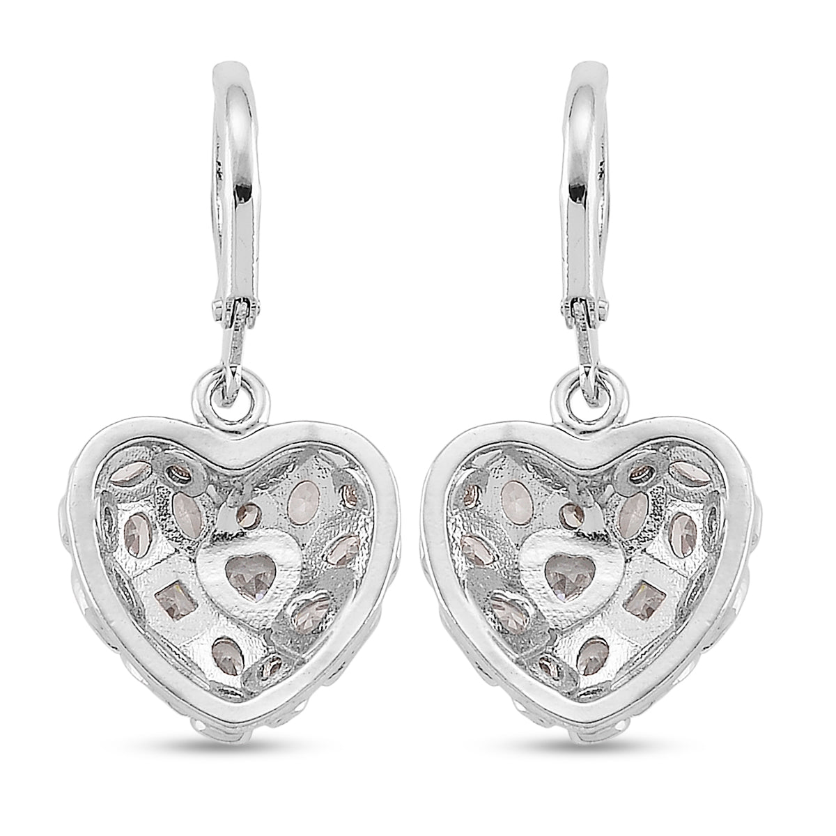 White Cubic Zirconia Heart Earring with Lever Back 8580345 5