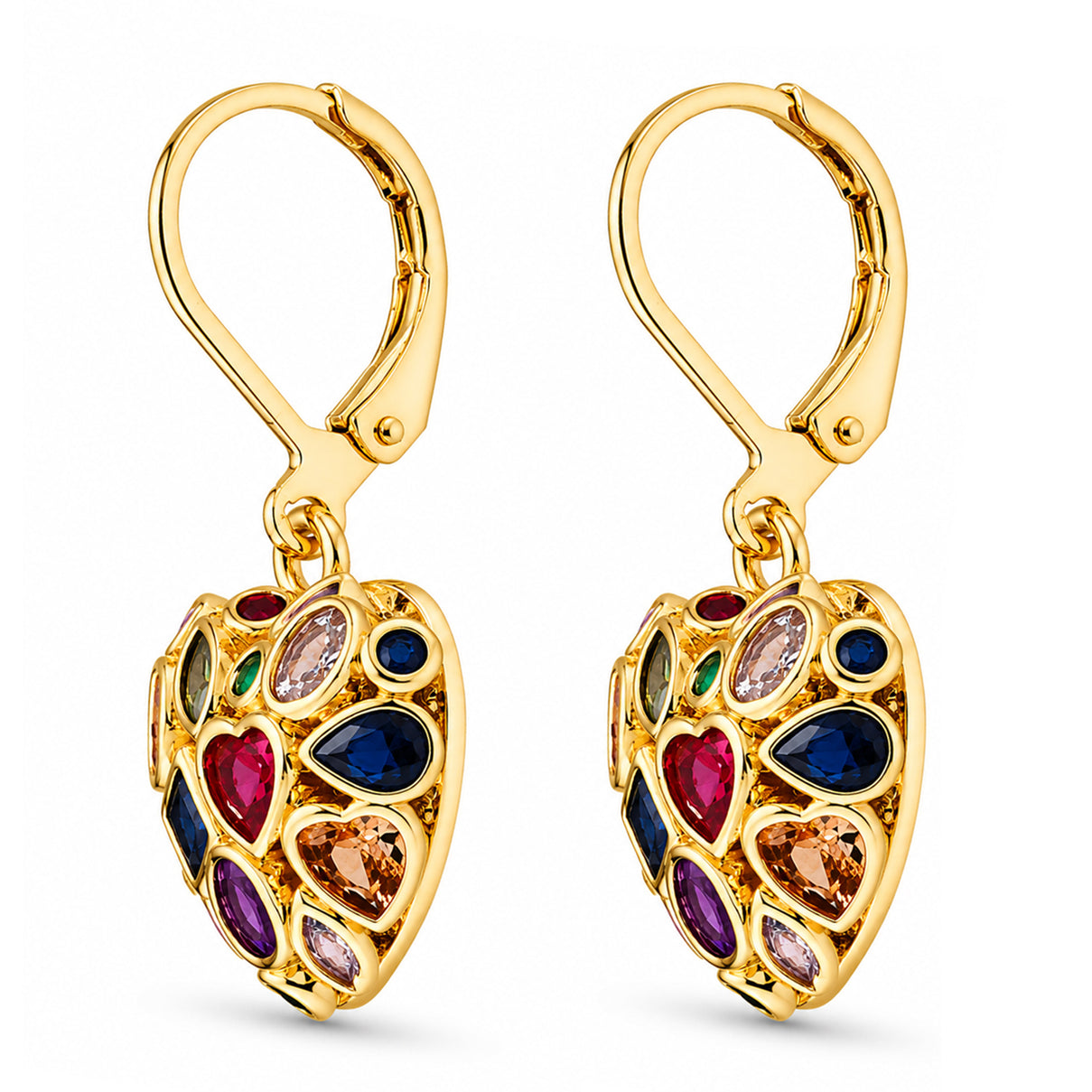Multi-Colour Cubic Zirconia Heart Earring with Lever Back 8580347 4