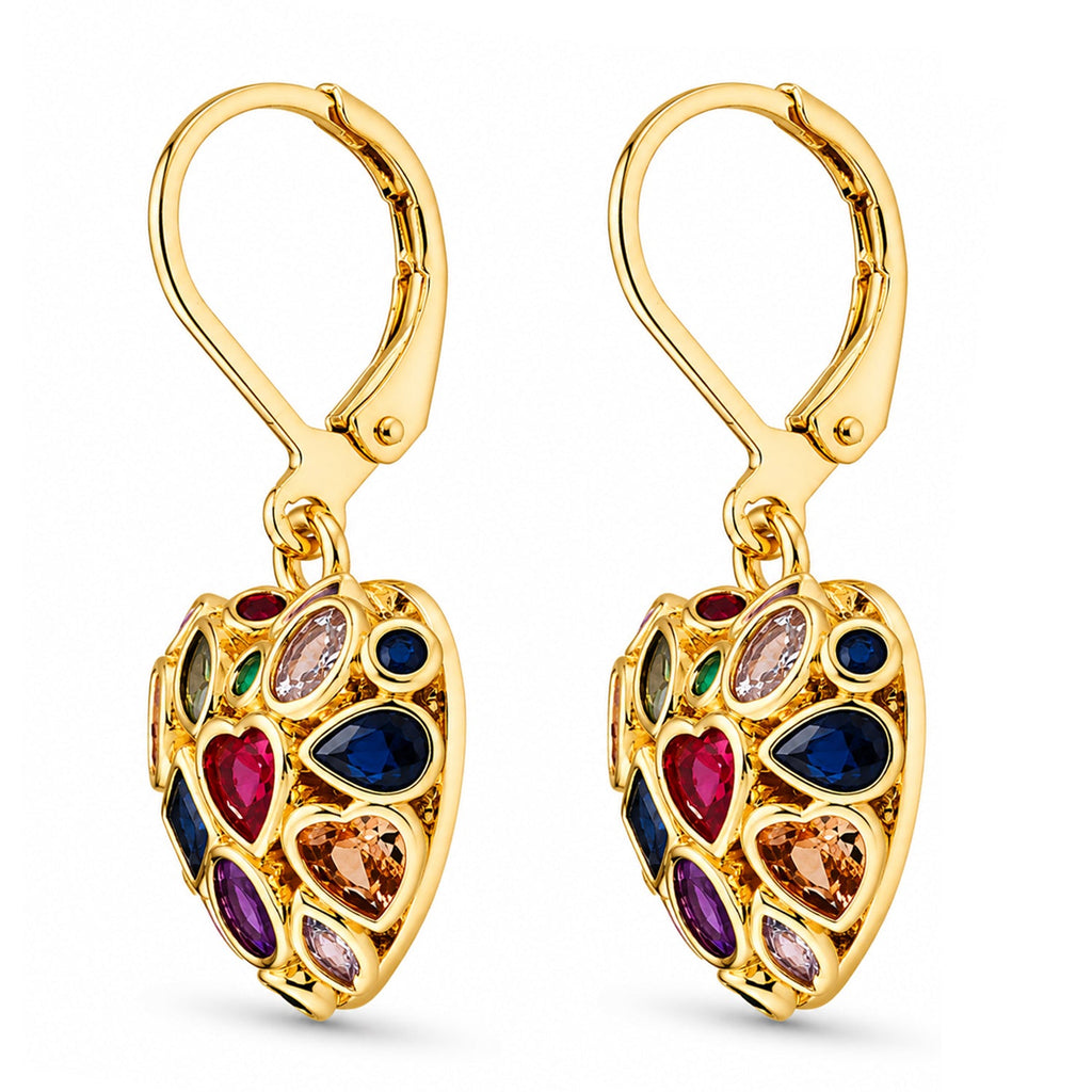 Multi-Colour Cubic Zirconia Heart Earring with Lever Back