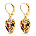 Multi-Colour Cubic Zirconia Heart Earring with Lever Back