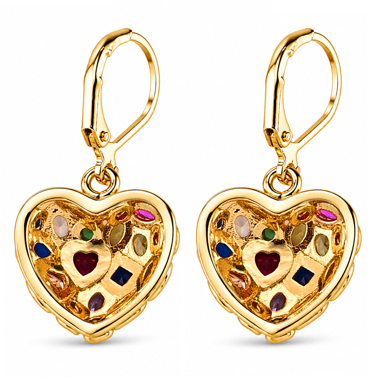 Multi-Colour Cubic Zirconia Heart Earring with Lever Back 8580347 5