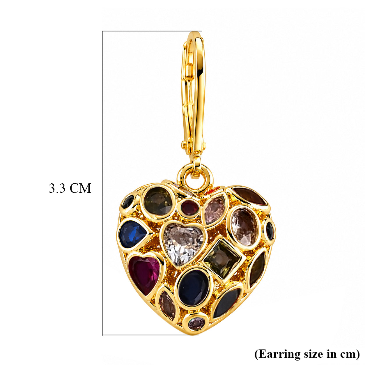 Multi-Colour Cubic Zirconia Heart Earring with Lever Back V32363348 6