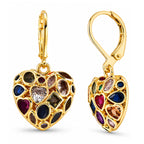 Multi-Colour Cubic Zirconia Heart Earring with Lever Back