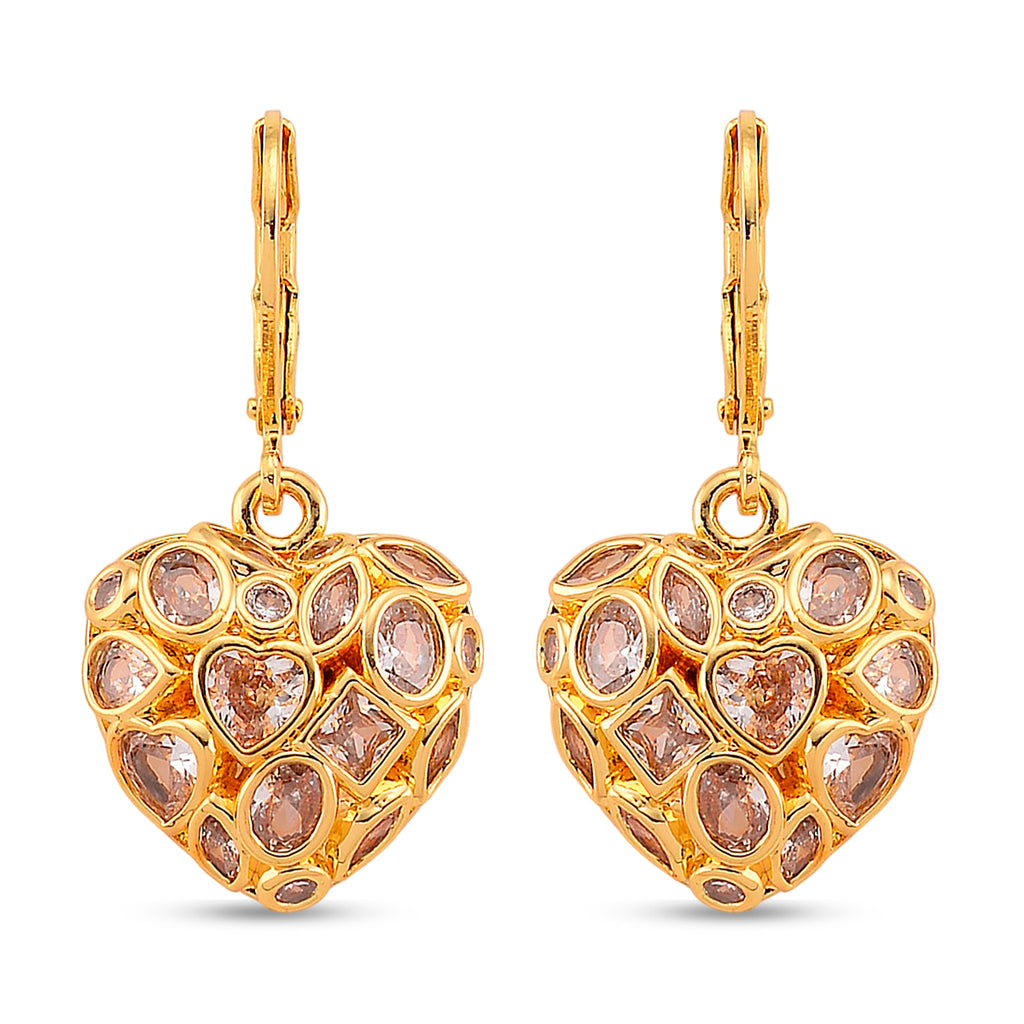 White Cubic Zirconia Heart Earring with Lever Back_8580348