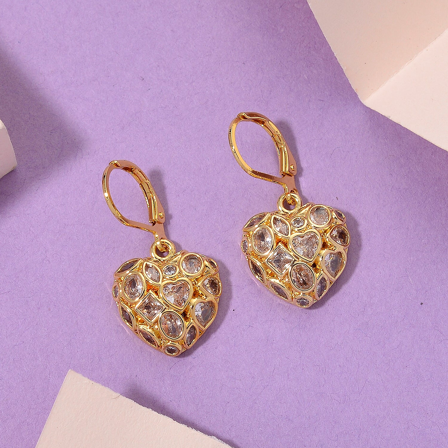 White Cubic Zirconia Heart Earring with Lever Back 8580348 3