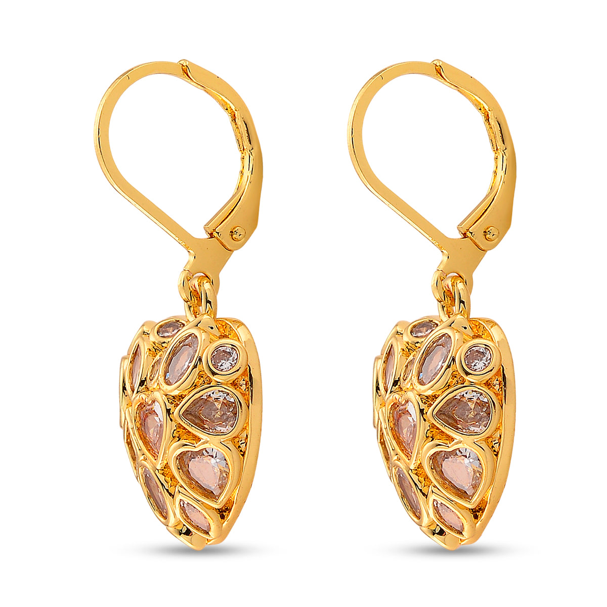 White Cubic Zirconia Heart Earring with Lever Back 8580348 4