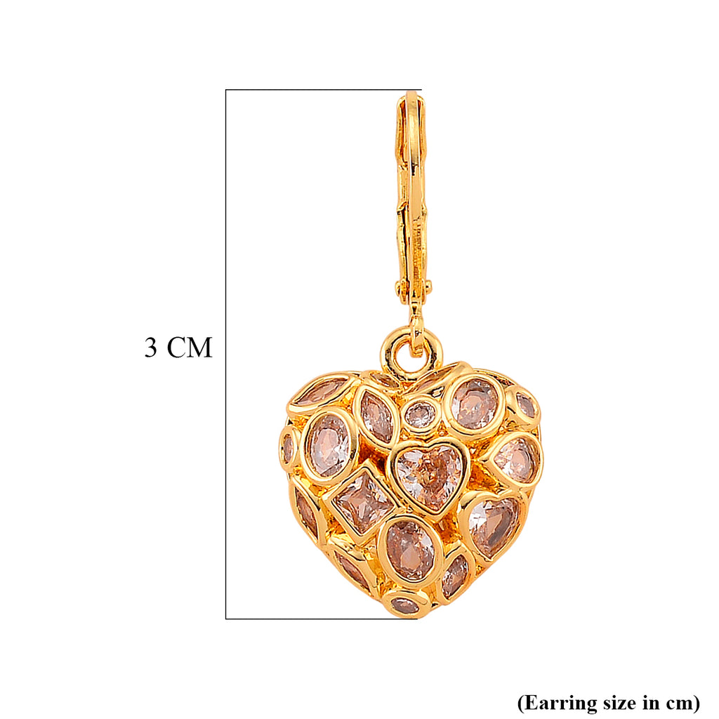 White Cubic Zirconia Heart Earring with Lever Back_8580348_5