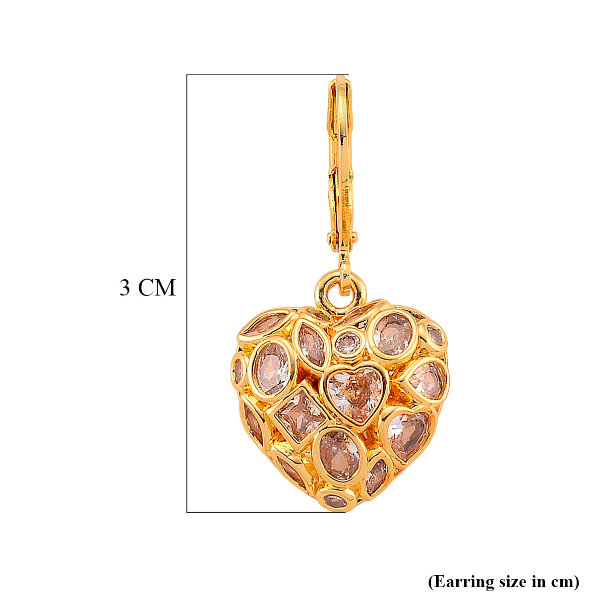 White Cubic Zirconia Heart Earring with Lever Back V32358821 6