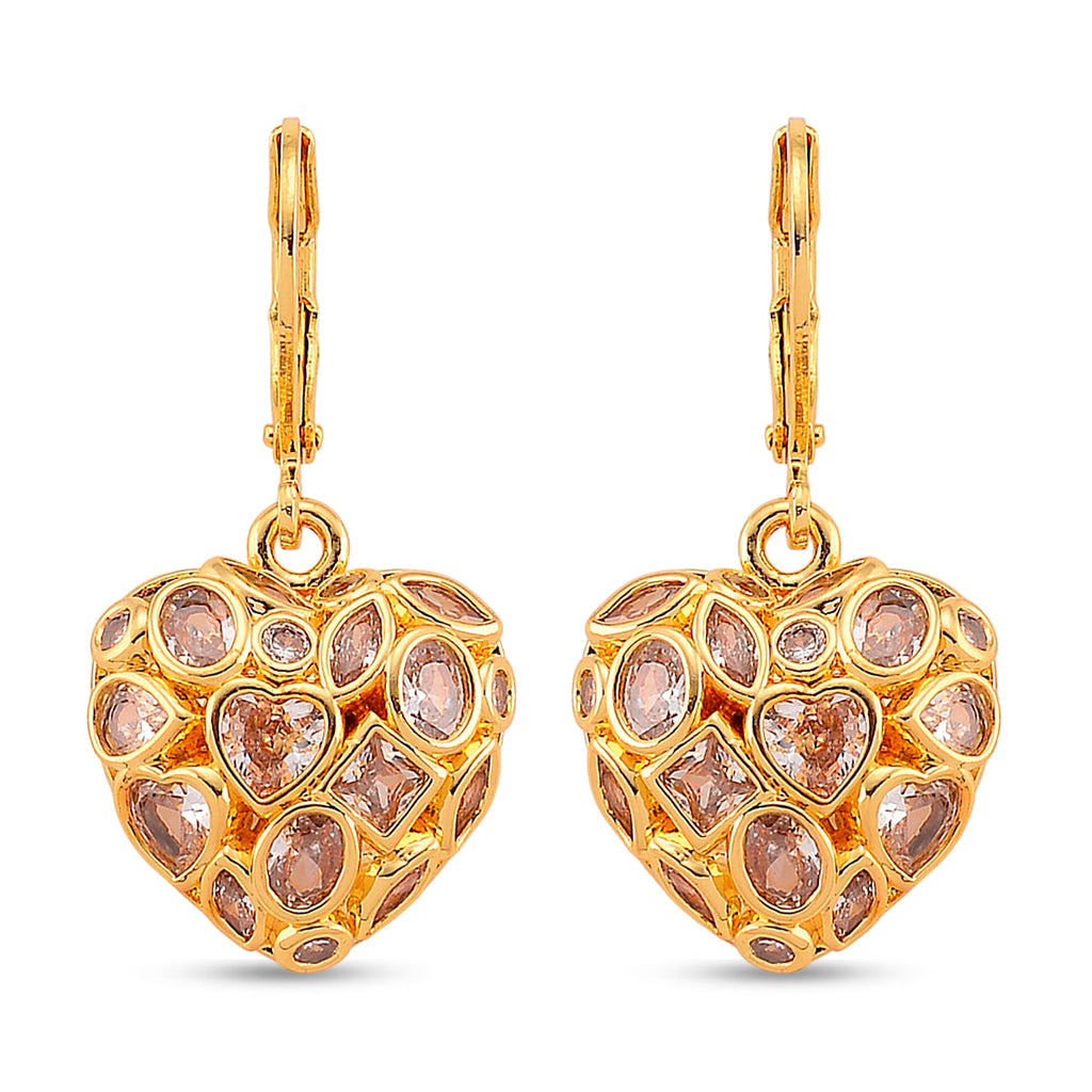 White Cubic Zirconia Heart Earring with Lever Back