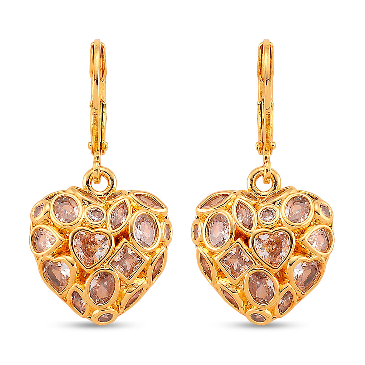 White Cubic Zirconia Heart Earring with Lever Back V32358821 0
