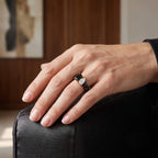 D'Joy - Dyed Black Jade, Moissanite & Black Moissanite Toi et Moi Ring in Yellow Gold Plated Sterling Silver 13.70 Ct._8580406_1