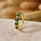 D'Joy - Natural Chrome Diopside 5 Stone Ring in Yellow Gold Plated Sterling Silver 1.40 Ct._8580614_2