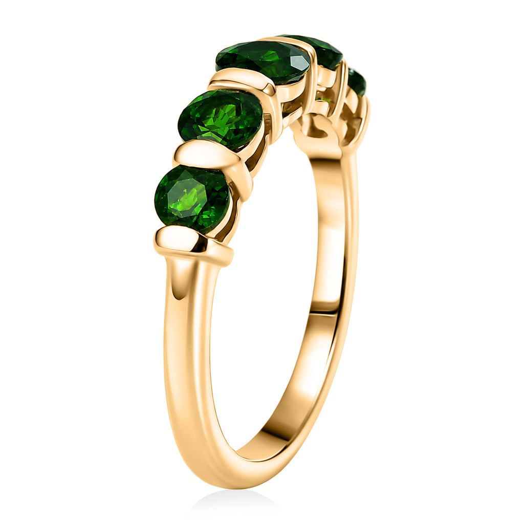 D'Joy - Natural Chrome Diopside 5 Stone Ring in Yellow Gold Plated Sterling Silver 1.40 Ct._8580614_3
