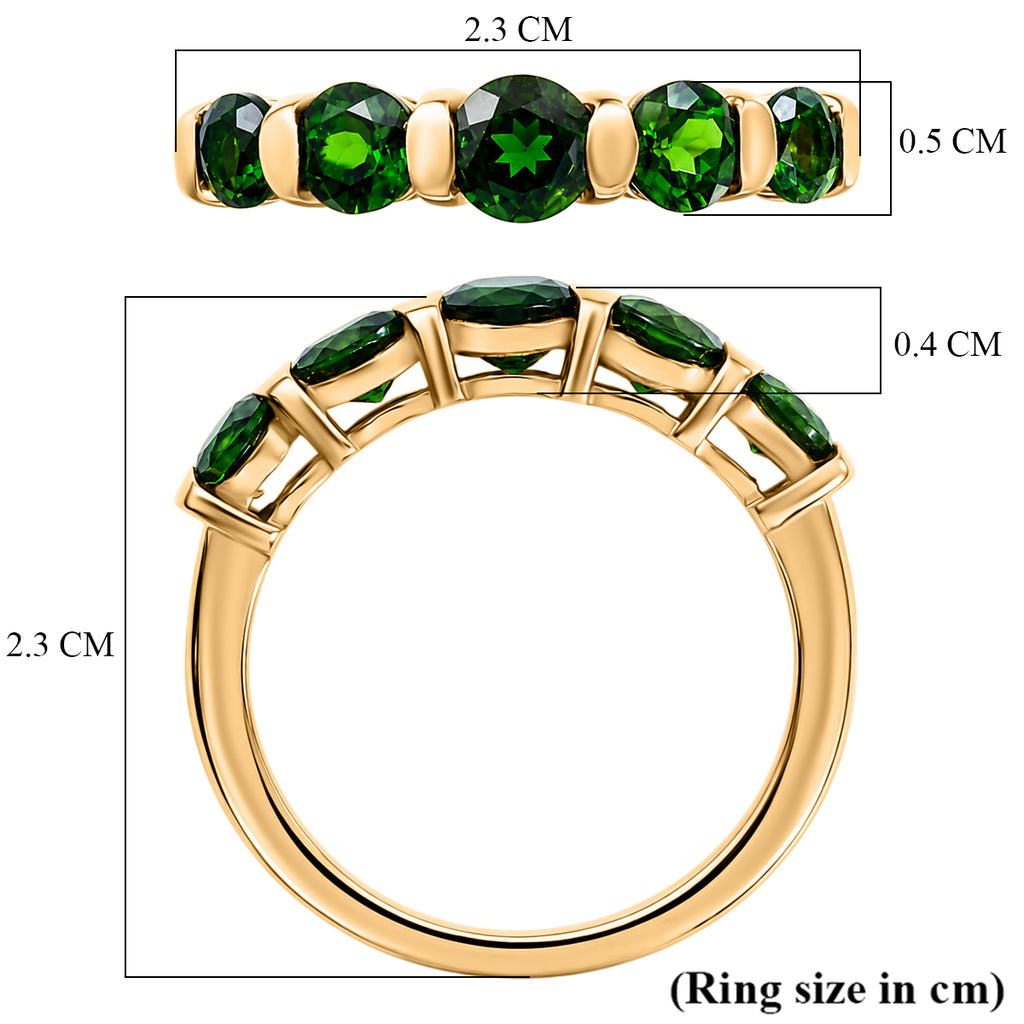 D'Joy - Natural Chrome Diopside 5 Stone Ring in Yellow Gold Plated Sterling Silver 1.40 Ct._8580617_5