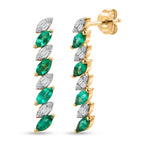 Luxuriant - AAA Gemfields Zambian Emerald & Lab Grown Diamond (SI/G-H) Marquise Drop Earring with Push Post in 18K Vermeil Yellow Gold Plated Sterling Silver 1.08 Ct._8580718
