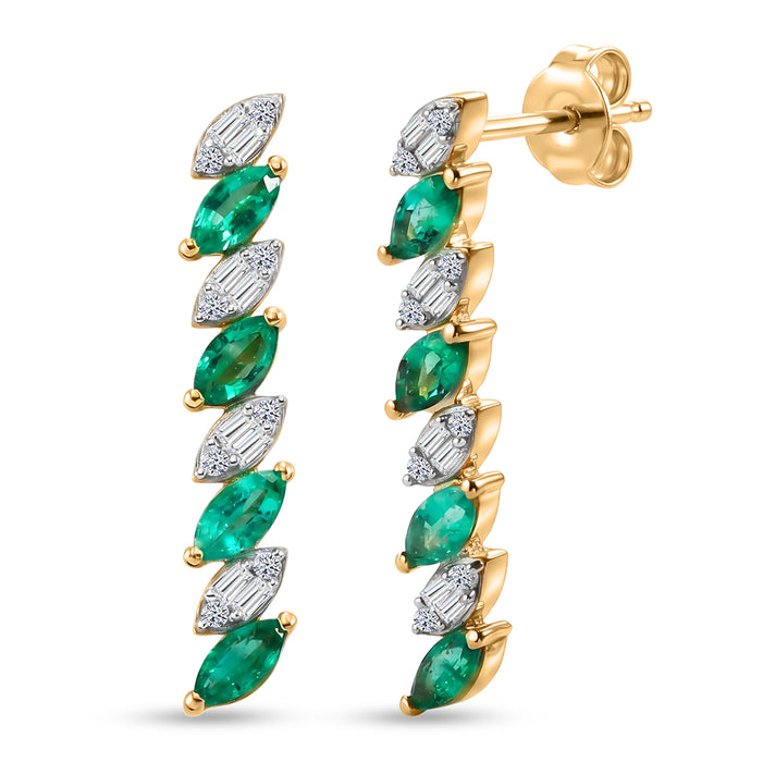 Luxuriant - AAA Gemfields Zambian Emerald &amp; Lab Grown Diamond (SI-G-H) Marquise Drop Earring with Push Post in 18K Vermeil Yellow Gold Plated Sterling Silver 1.08 Ct. 8580718 1