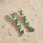 Luxuriant - AAA Gemfields Zambian Emerald & Lab Grown Diamond (SI/G-H) Marquise Drop Earring with Push Post in 18K Vermeil Yellow Gold Plated Sterling Silver 1.08 Ct._8580718_2