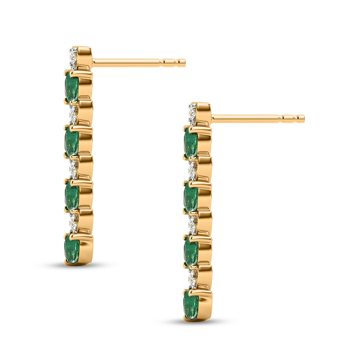 Luxuriant - AAA Gemfields Zambian Emerald &amp; Lab Grown Diamond (SI-G-H) Marquise Drop Earring with Push Post in 18K Vermeil Yellow Gold Plated Sterling Silver 1.08 Ct. 8580718 4