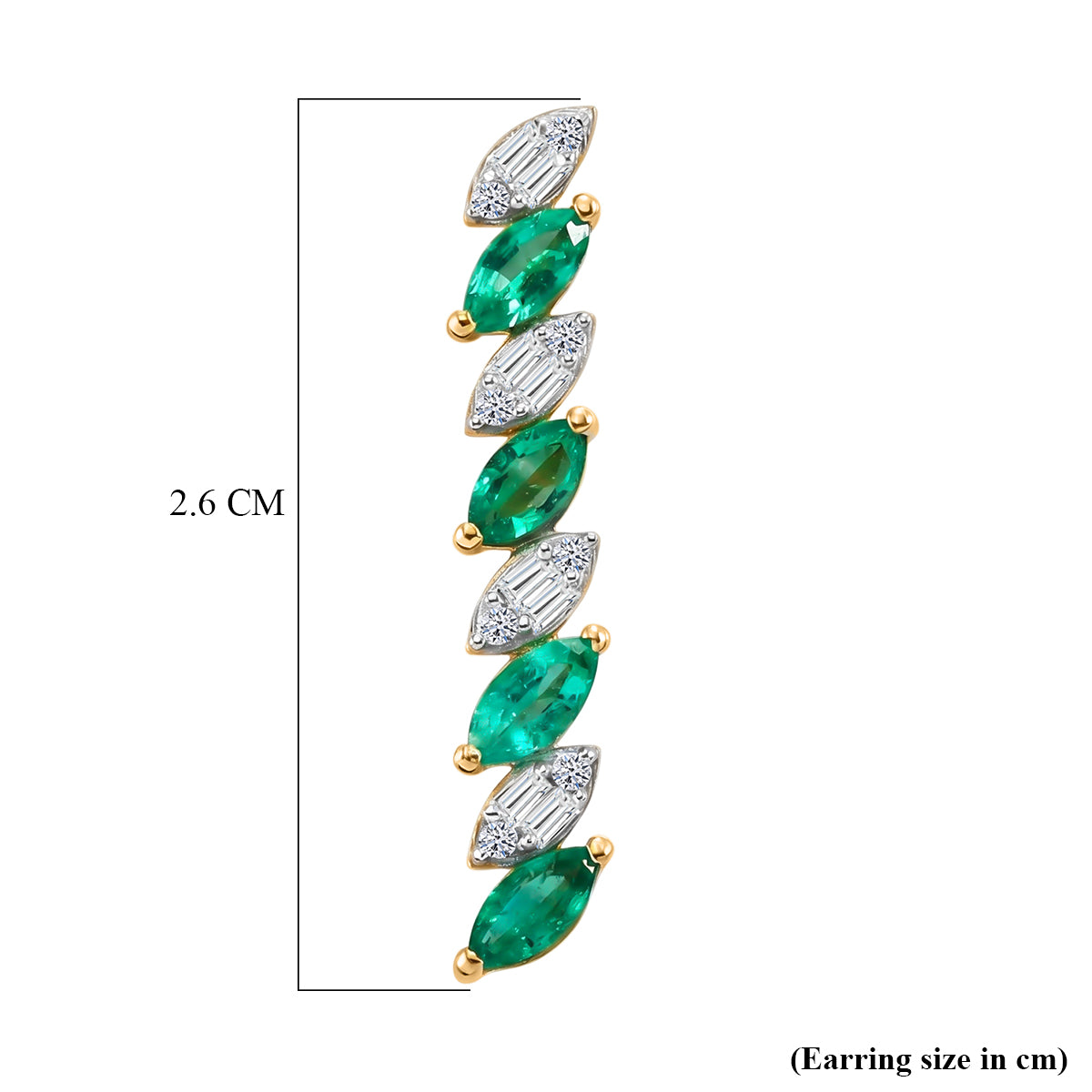 Luxuriant - AAA Gemfields Zambian Emerald &amp; Lab Grown Diamond (SI-G-H) Marquise Drop Earring with Push Post in 18K Vermeil Yellow Gold Plated Sterling Silver 1.08 Ct. 8580718 6