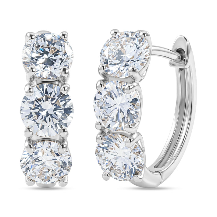 LUXURIANT 2.8 Ct. Lab Grown Diamond Hoop Earring in Rhodium Overlay Sterling Silver (SI-G-H) 8580754 1