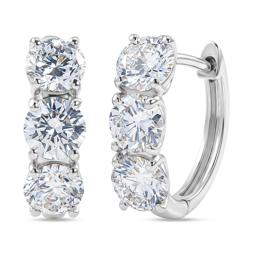 Luxuriant - Lab Grown Diamond (SI/G-H) Half Hoop Earring in Rhodium Overlay Sterling Silver 2.87 Ct._8580754