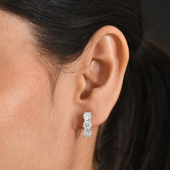 LUXURIANT 2.8 Ct. Lab Grown Diamond Hoop Earring in Rhodium Overlay Sterling Silver (SI-G-H) 8580754 2