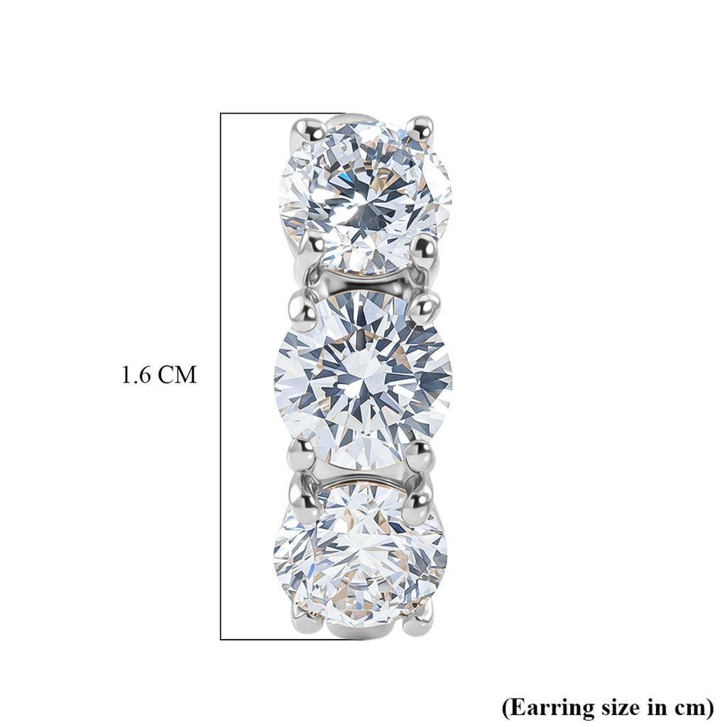 Luxuriant - Lab Grown Diamond (SI/G-H) Half Hoop Earring in Rhodium Overlay Sterling Silver 2.87 Ct._8580754_4